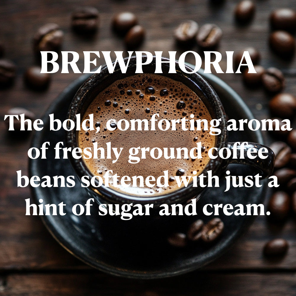 BREWPHORIA
The bold, comforting aroma of freshly ground coffee beans softened with just a hint of sugar and cream.