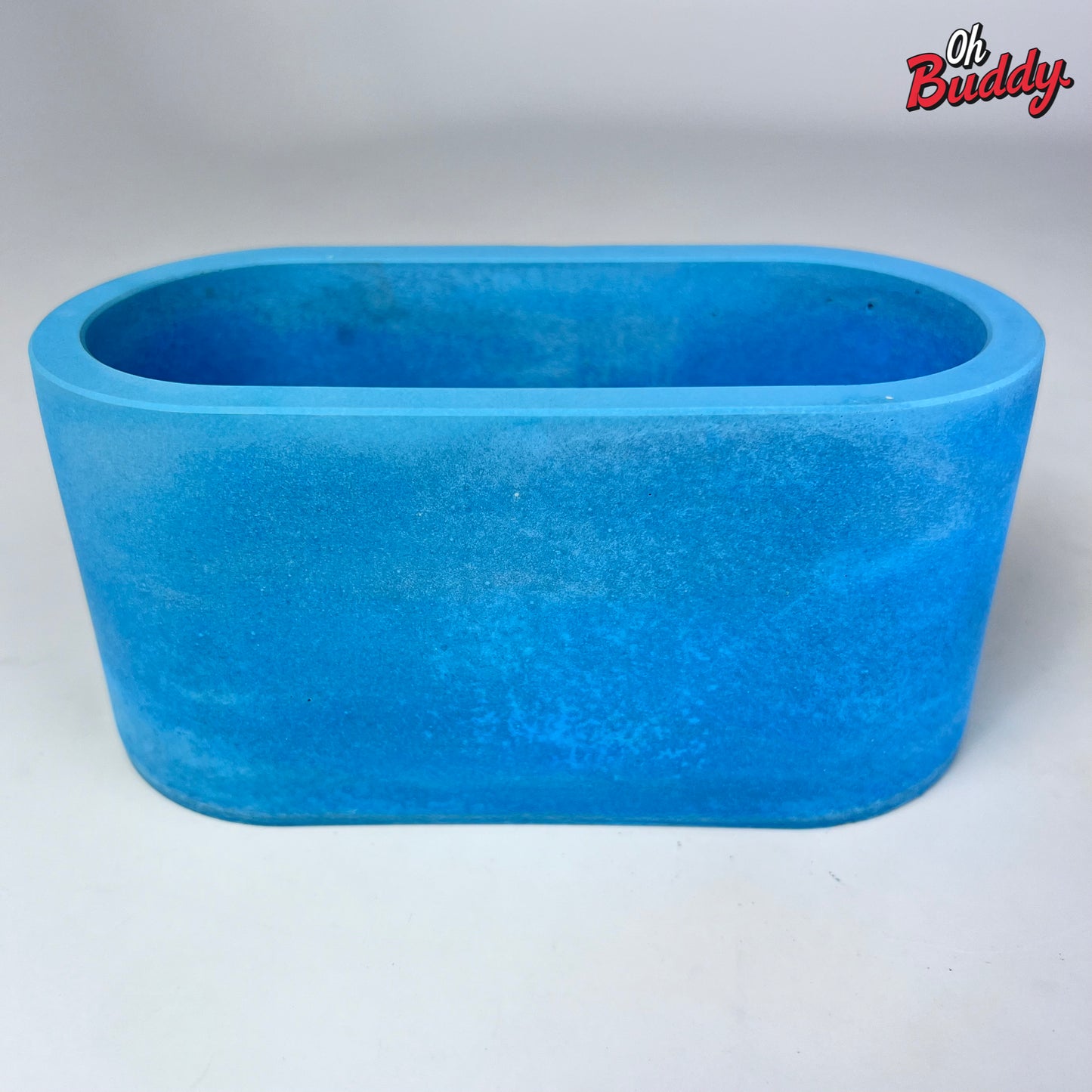 Blue oval concrete planter, blue concrete planter, blue outdoor/indoor planter, cactus planter, succulent planter, blue concrete pot, blue container by OhBuddy 