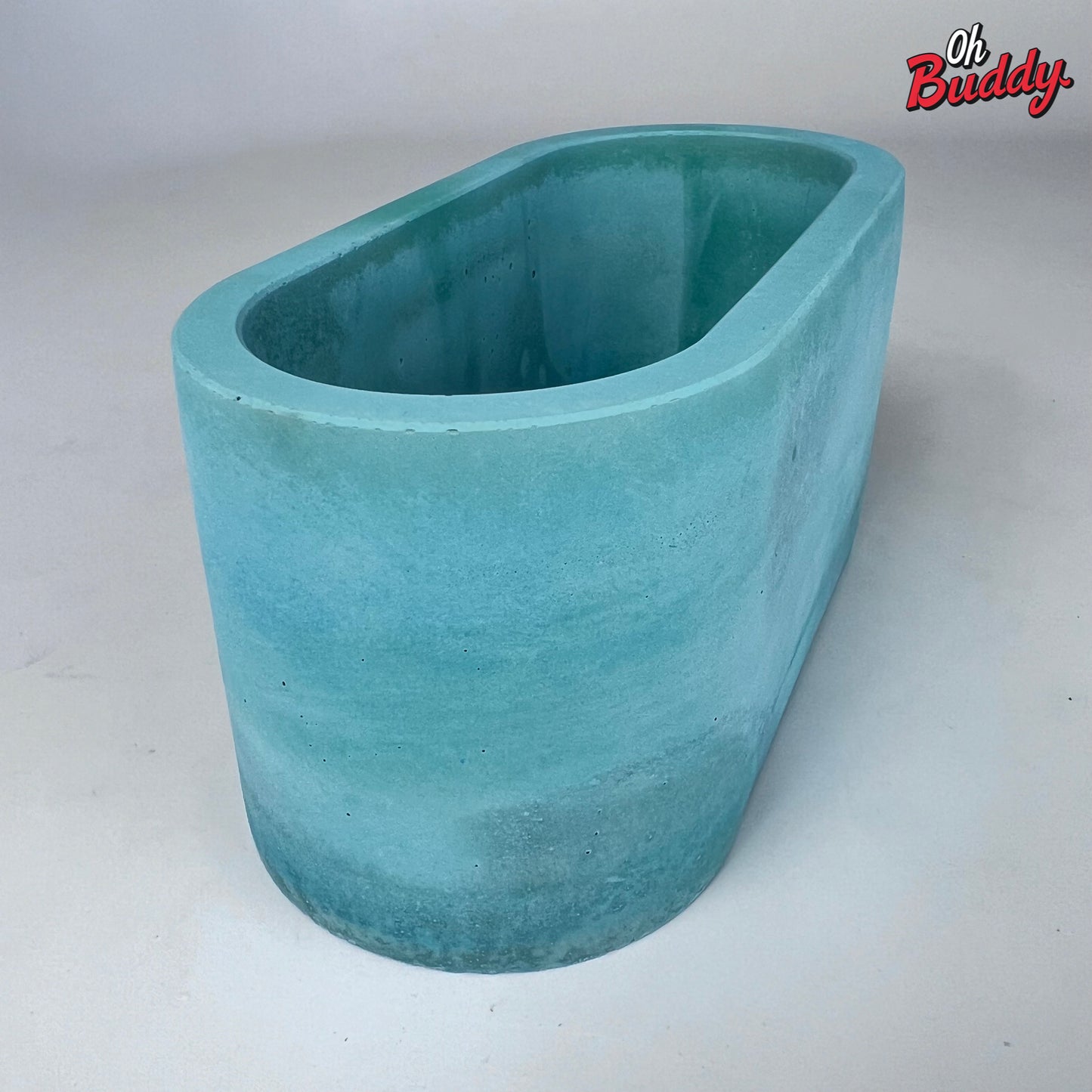 Green oval concrete planter, green concrete planter, green outdoor/indoor planter, cactus planter, succulent planter, green concrete pot, green container by OhBuddy 