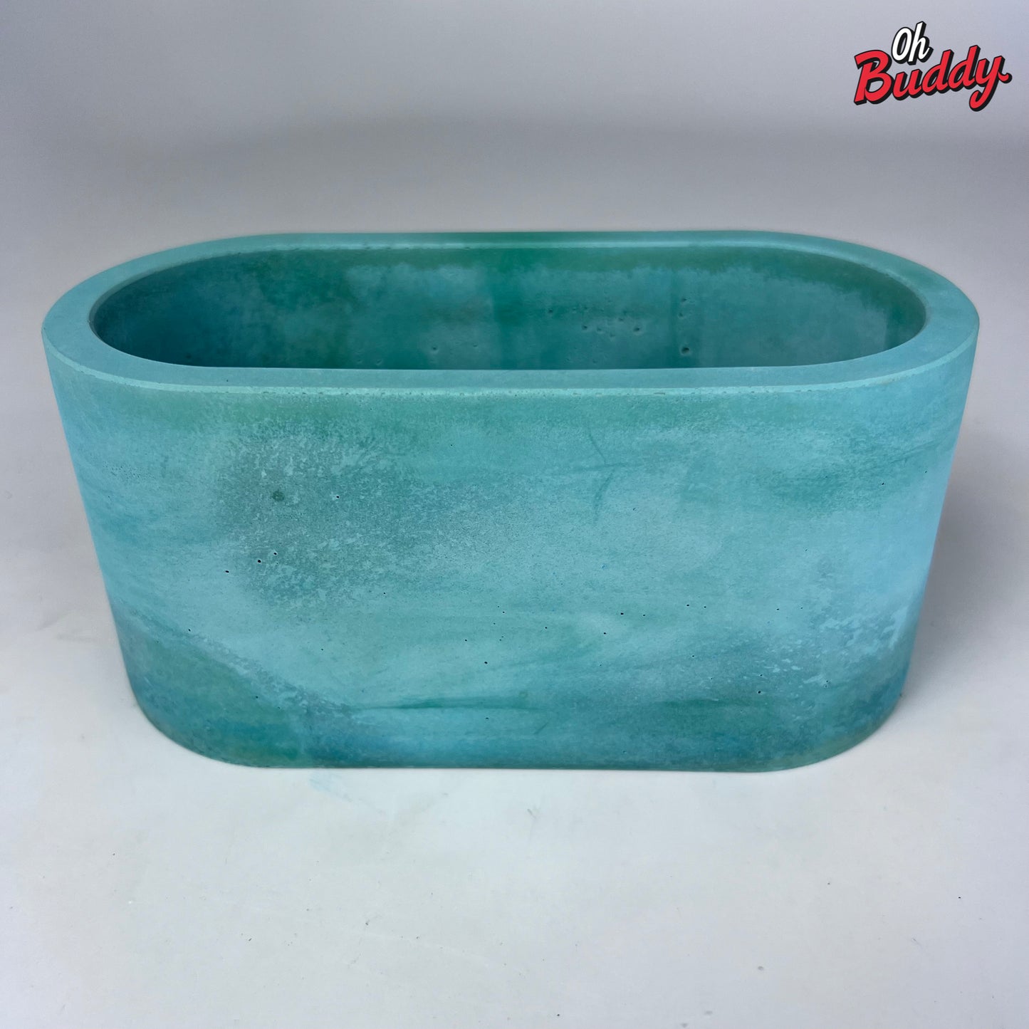 Green oval concrete planter, green concrete planter, green outdoor/indoor planter, cactus planter, succulent planter, green concrete pot, green container by OhBuddy 