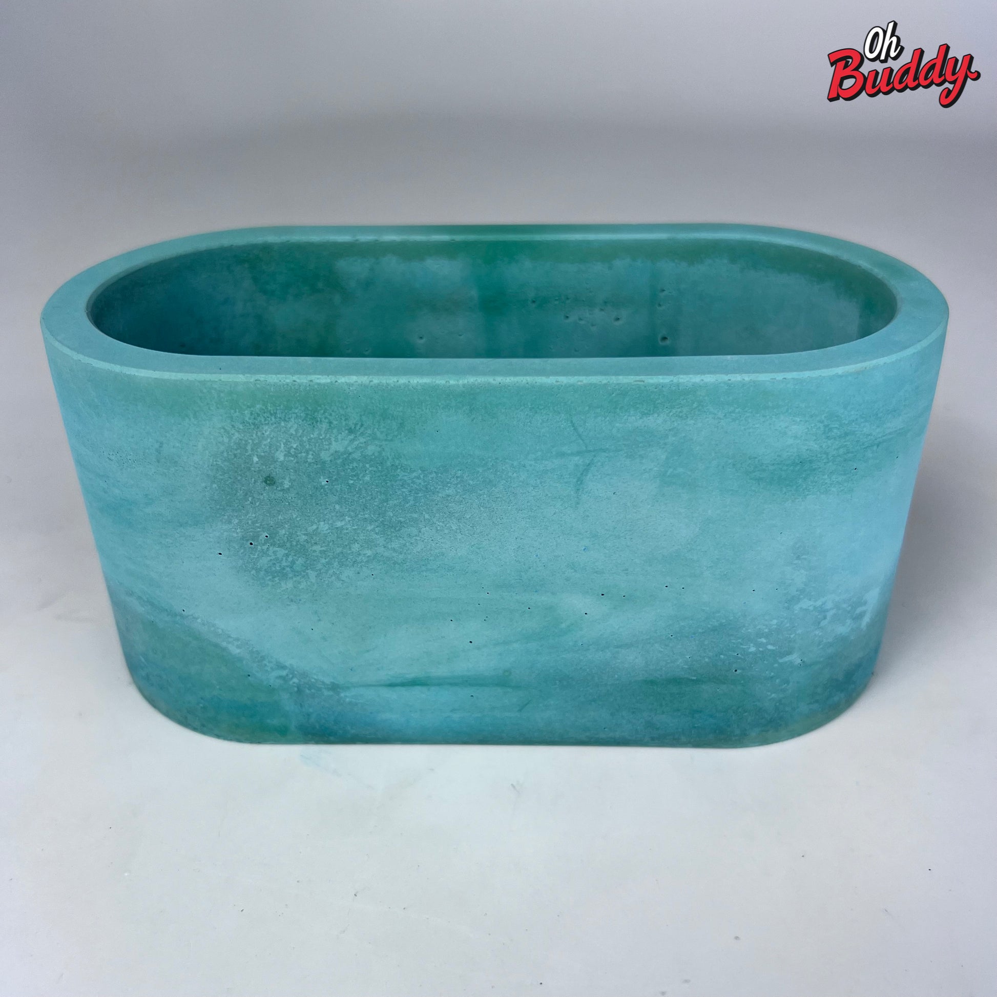 Green oval concrete planter, green concrete planter, green outdoor/indoor planter, cactus planter, succulent planter, green concrete pot, green container by OhBuddy 