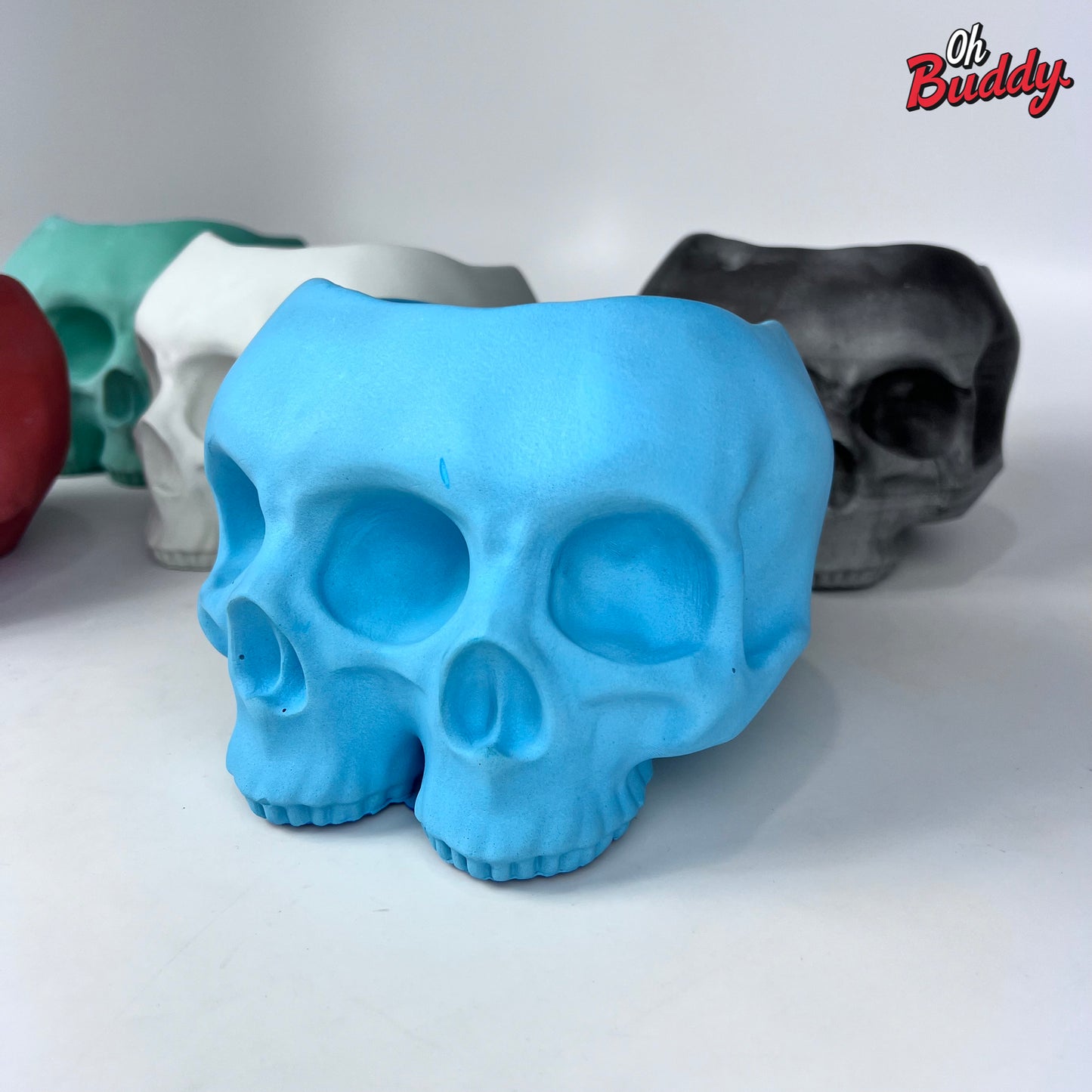 Large Double Skull Cement Pot Planter - Choose Your Color