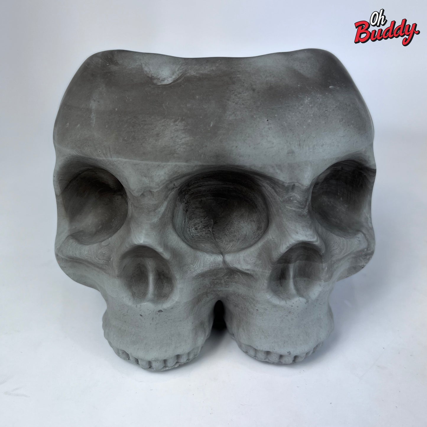 Large Double Skull Cement Pot Planter - Choose Your Color