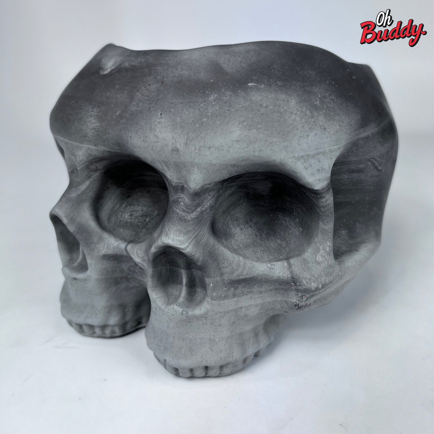 Large Double Skull Cement Pot Planter - Choose Your Color