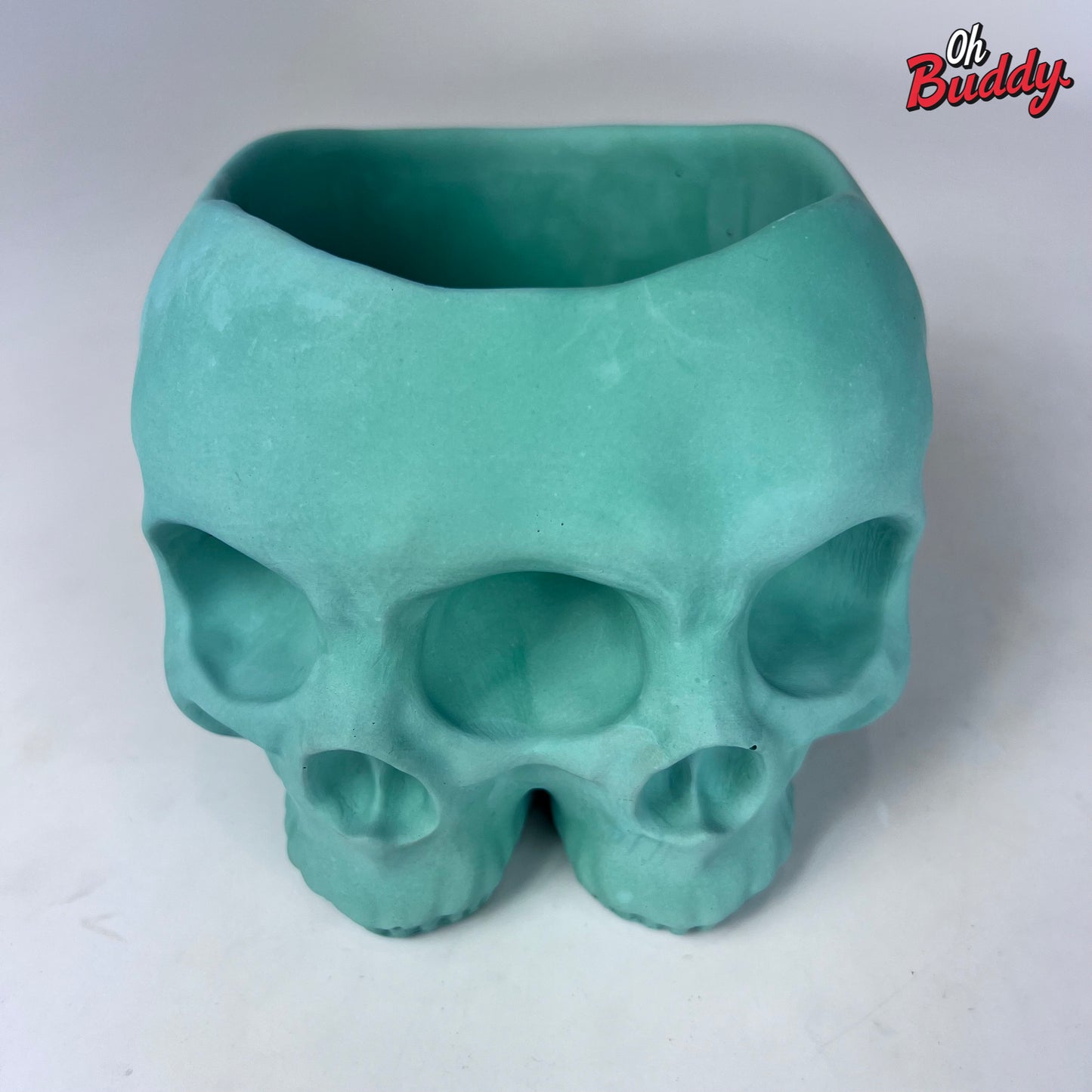 Large Double Skull Cement Pot Planter - Choose Your Color