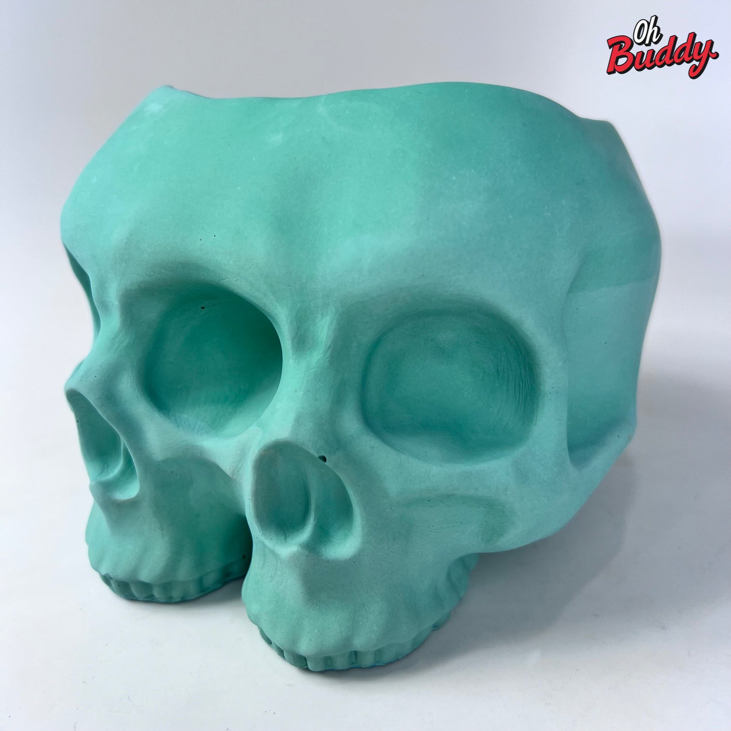 Large Double Skull Cement Pot Planter - Choose Your Color