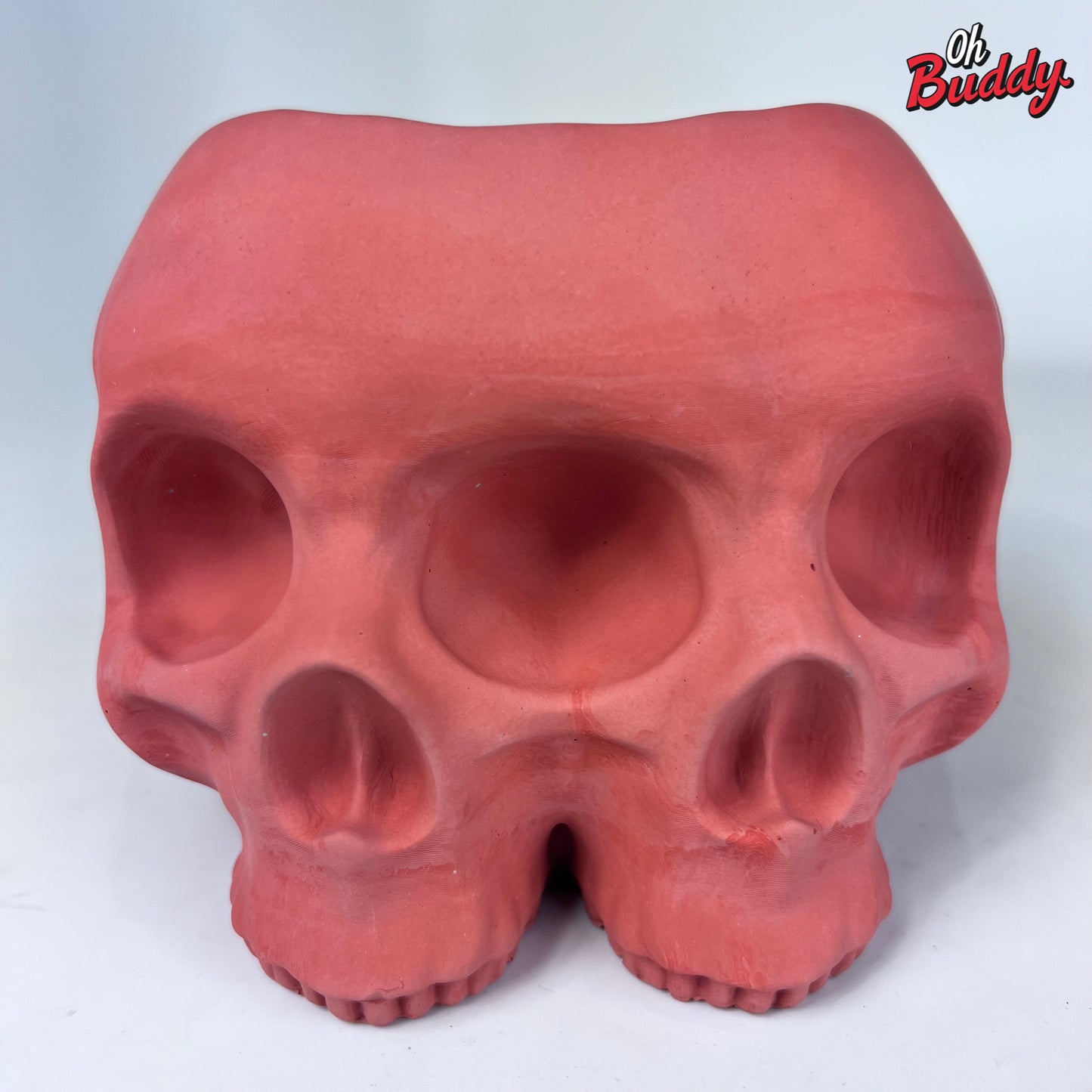 Large Double Skull Cement Pot Planter - Choose Your Color