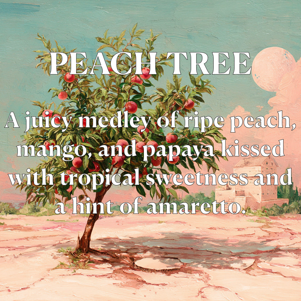 PEACH TREE
A juicy medley of ripe peach,
mango, and papaya lissed
with tropical sweetness and a hint of amaretto.