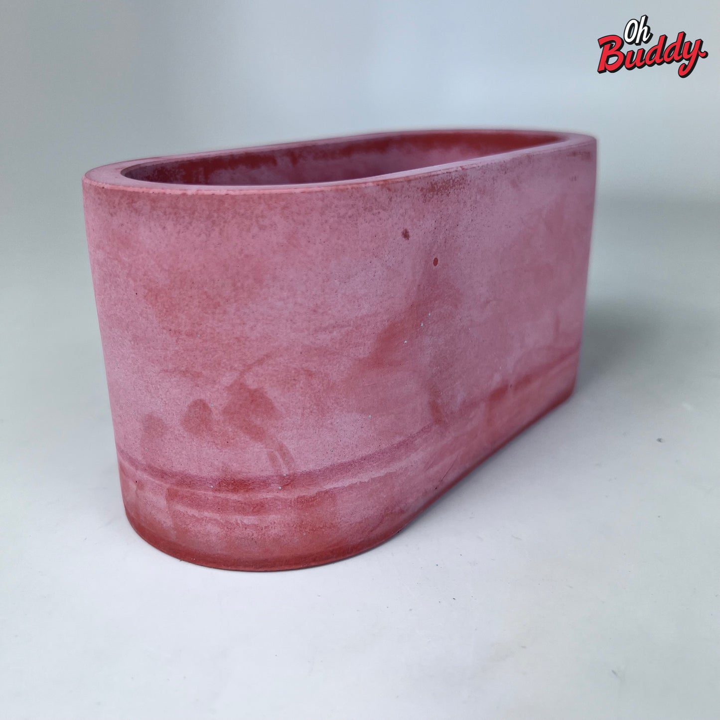 Red oval concrete planter, red concrete planter, red outdoor/indoor planter, cactus planter, succulent planter, red concrete pot, red container by OhBuddy 