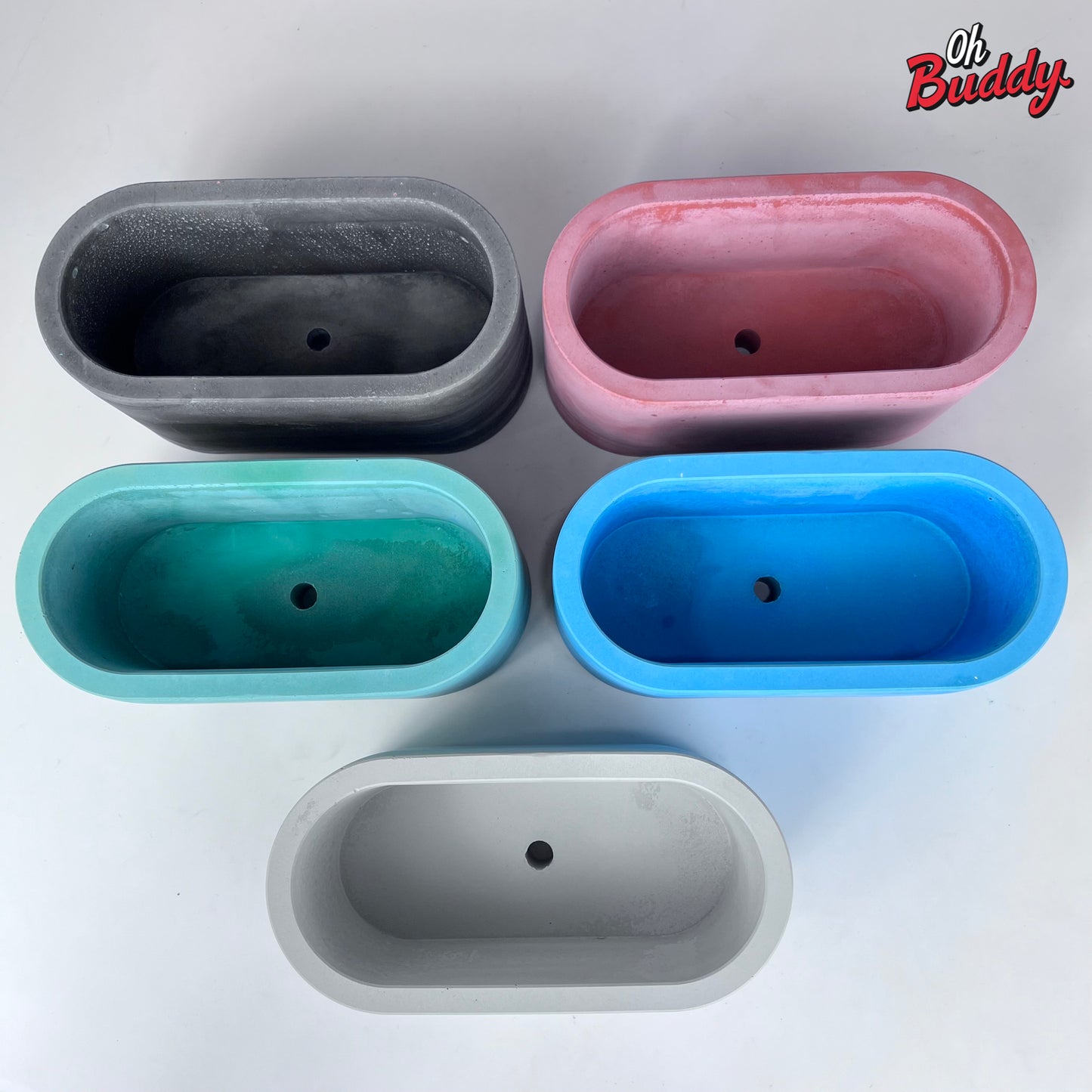 Oval concrete planter, concrete planter, outdoor/indoor planter, cactus planter, succulent planter, concrete pot, container by OhBuddy